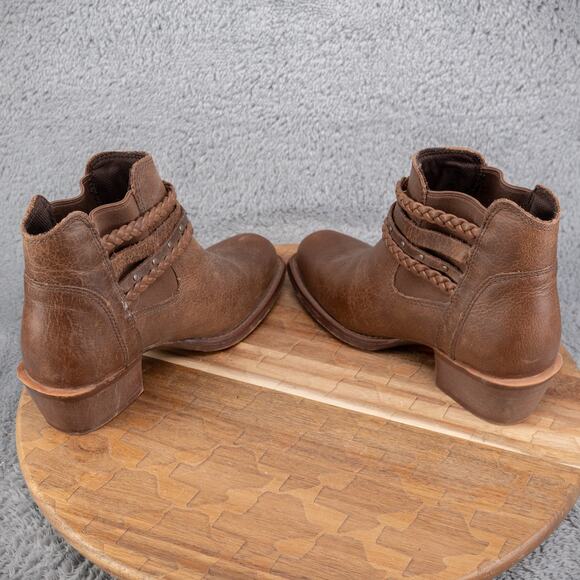 Justin Winona Women's Ankle Booties Brown Leather Cowboy Western 6 B - Picture 6 of 7